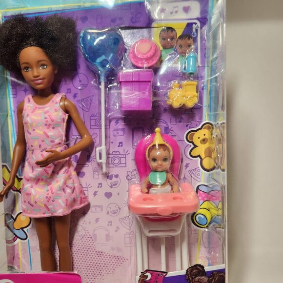 Barbie Skipper Babysitters Black Doll Set with Baby 10" High Chair Birthday Part - Picture 4 of 9